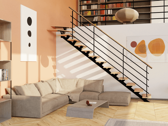 Design 3D salon cosy et escalier Design 3D salon cosy et escalier