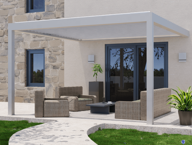 Conception 3D pergola et store banne avec salon de jardin Conception 3D pergola et store banne avec salon de jardin